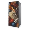 Fridge wrap with abstract flowers P1121 - A graphic design featuring flowers in various shapes and colors on a dark background.