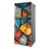 Fridge wrap Rocks P1128 - Graphic design featuring colorful, irregular shapes resembling rocks.