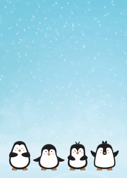 Magnetic dry-erase board for kids featuring four penguins on a blue background.