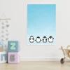 Magnetic dry-erase board for kids featuring four penguins on a blue snowy background.
