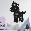 Magnetic chalkboard for kids featuring a black horse with colorful drawings and clouds. Model: Konik 413.