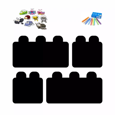Magnetic chalkboard for kids 417 - Graphic design. Four black blocks with space for magnets.