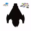 Magnetic chalkboard for kids, Rocket 415 design. Rocket shape with additional elements.