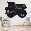Chalkboard magnetic board for boys, Dump Truck 418 - Decorated children\'s room with light-colored walls and flooring.