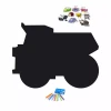 Chalkboard magnetic board for boys, Dumper Truck 418 - Features colorful characters and crayons in a dumper shape.