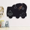 Magnetic chalkboard in the shape of a cement truck, featuring drawings of a ship and a whale.