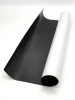Self-adhesive magnetic strip by the meter, 100 cm wide - Graphic design. Black background with white border, rolled up.