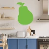 Magnetic whiteboard for the kitchen, Pear 178 - Bright wall decor with wooden shelves.
