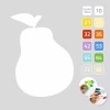 Dry-erase magnetic board for kitchen, Pear 178 - Graphic design. Pear shape with a leaf on top, in color.