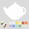 Magnetic dry-erase board for kitchen, Teapot 402 - Graphic design with teapot shape, colorful circles, and markers.
