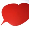 Magnetic dry-erase board in heart shape, vibrant red color with a graphic design.