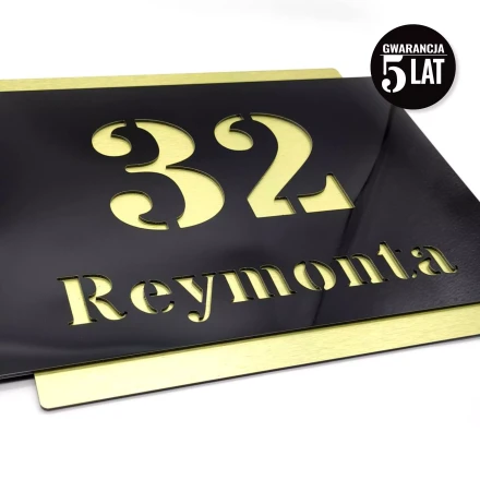 Gold-silver premium address sign 42 x 35 cm