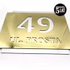 Engraved address plaque in dibond 42 x 35 cm gold-silver - Graphic design with gold numbers and letters on silver background.