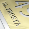 Engraved address plaque dibond 42 x 35 cm gold-silver - Graphic design. Gold letters cut in aluminum, silver accents.