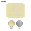 Engraved address plaque in dibond 42 x 35 cm gold-silver - Graphic design. Gold numbers and text on silver background.
