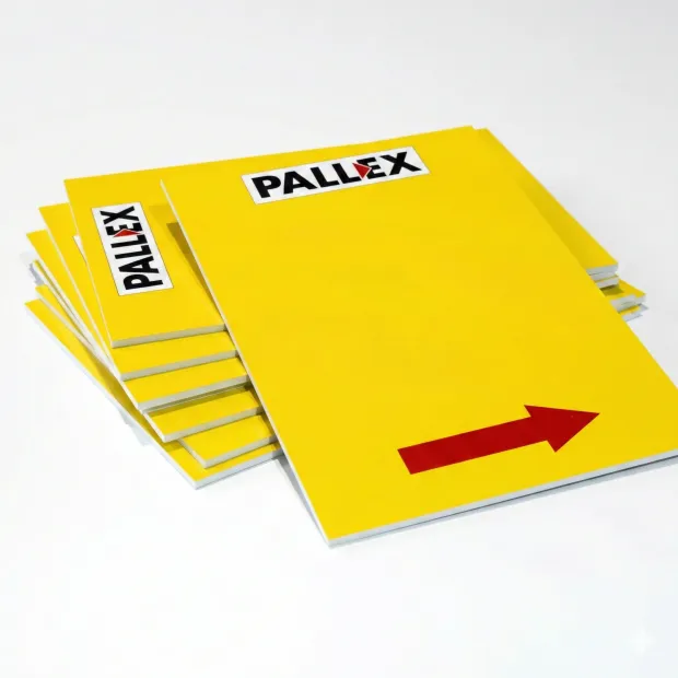 A3 whiteboard with a graphic design. Yellow rectangular panels featuring the PALLLEX logo in the top corner.