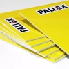 A3 whiteboard with a graphic design. Yellow rectangular panels featuring the PALLLEX logo in the top corner.
