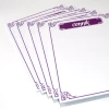 A4 white dry-erase board with purple border and price list text.