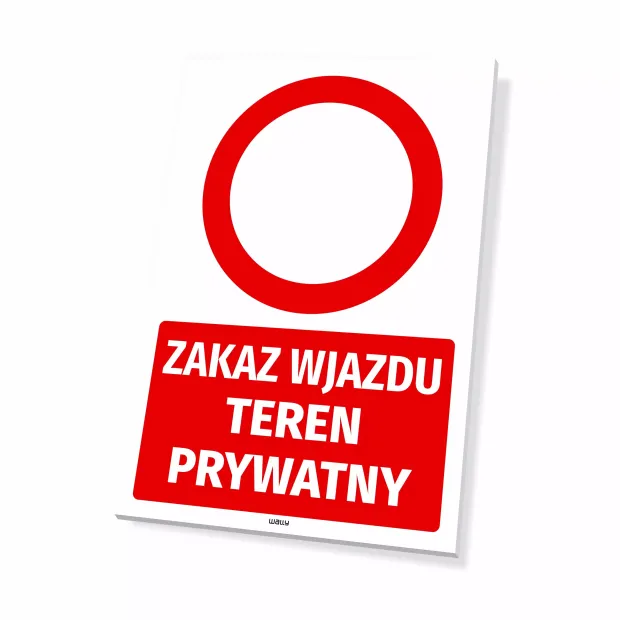 No Entry Private Property Sign - Graphic Design. Red circle on white background with bold text on red background.