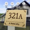 House plaque T665 with number and street - Graphic design. Rectangular plaque with number 321A and street name.