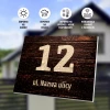 House plaque T671 with number and street - Rectangular design featuring large number 12 and text "Street Name".