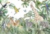 Children\'s wallpaper Wild Animals, Green Leaves 0529 DW - Features wild animals in a tropical setting.