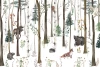 Kids\' room wallpaper Animals in the Forest 0528 DW - Graphic design featuring animal and plant illustrations.