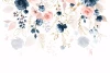 Floral wallpaper 0543 DW - Graphic design with pink, blue, and gold flowers on a light background.