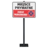 Post with base for signs – 60/80 cm - Graphic design. Rectangular sign with white background, black text, and red accents.