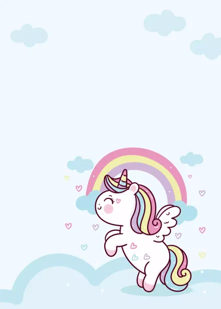 Dry-erase magnetic board for kids featuring a unicorn with a rainbow mane on a colorful background.