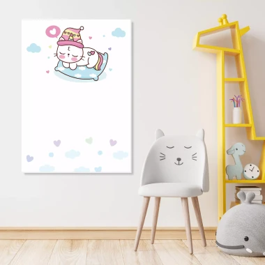 Dry-erase magnetic board for kids, Cat design 597 - Perfect for a bright children\'s room.