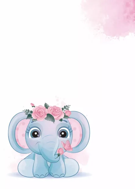 Dry-erase magnetic board for kids, featuring a blue elephant with pink accents on a white background.