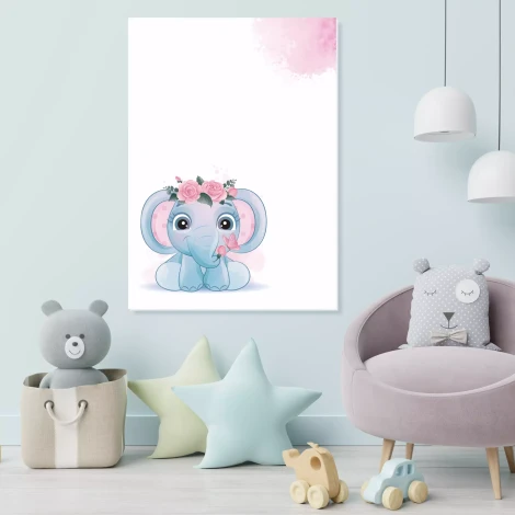 Dry-erase magnetic board for kids, Elephant 600 - Decorated in a bright children\'s room with light walls and furniture.