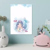 Dry-erase magnetic board for kids, Cheerful Mermaid 603 - Features a mermaid with long hair and flowers.
