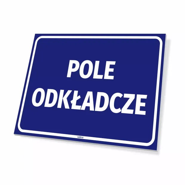 Information sign: Storage area - Graphic design. Simple blue rectangle with white text.