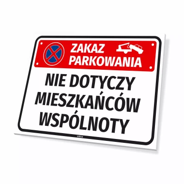 Parking sign: No parking for non-residents - Graphic design. Rectangular sign with red color.