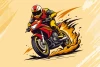Racing motorcycle wallpaper 0551 - Graphic design featuring a motorcycle in motion with fire and smoke around the wheels.