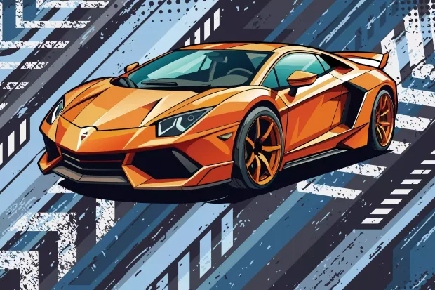 Boys\' room wallpaper featuring a sports car design, graphic 0549 - showcases a sleek racing car.