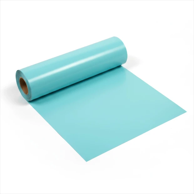 Self-adhesive film by the meter - Graphic pattern. Smooth, solid light blue surface.