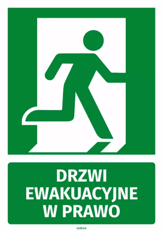 Information Sticker: Emergency Exit to the Right