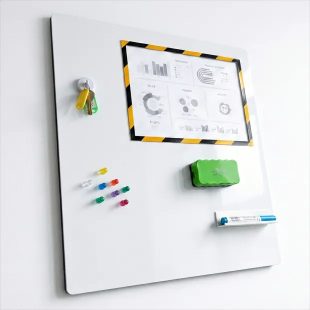 Magnetic whiteboard panel - Office setup with light-colored walls and modern furniture.