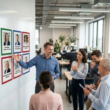 A3 magnetic frame - Office setup with light-colored walls, modern furniture, and plants.
