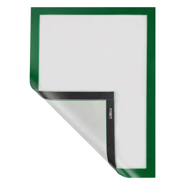 A5 magnetic frame - Graphic design. Simple rectangular shape with a green border and transparent interior.