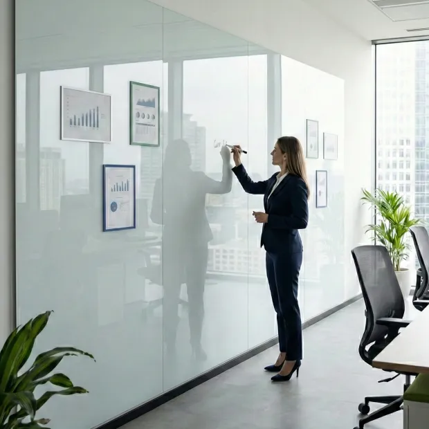 A4 magnetic frame - Office setup with light-colored walls, modern furniture, and plants.
