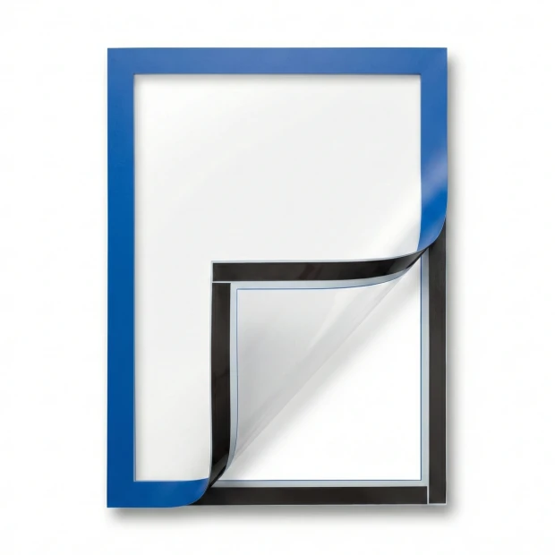 A4 self-adhesive frame for double-sided document display - Rectangular design with a colorful border.