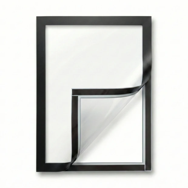 Self-adhesive A4 frame for double-sided document display - Graphic design. Simple frame with a transparent interior.