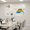 Magnetic whiteboard in an aluminum frame with custom print - Office setup. Light-colored walls.