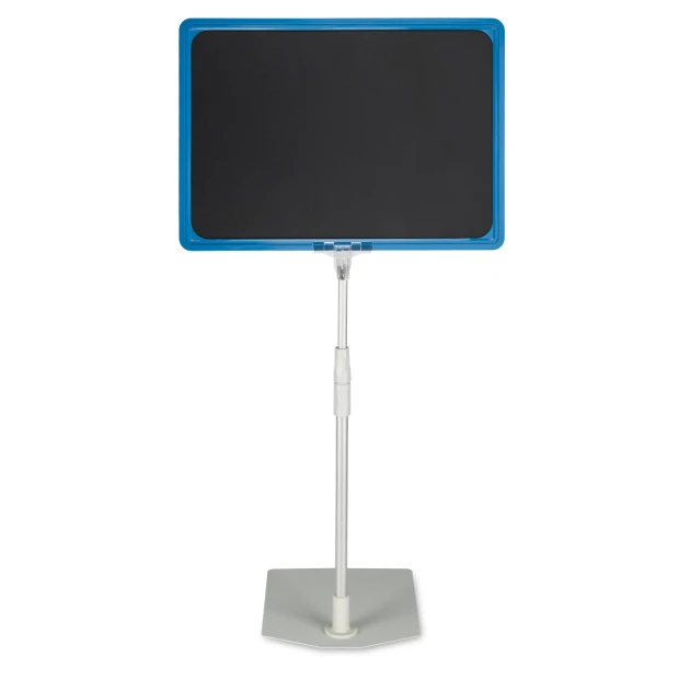 Chalkboard in a frame with a telescopic stand A3, A4, A5 - Office setup with light-colored walls, minimalist style.