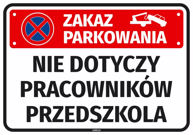 Sticker: No Parking – Kindergarten Staff Excepted