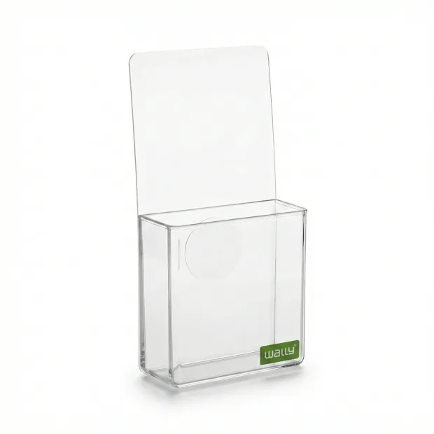 Transparent rectangular adhesive accessory container for multiple uses - Graphic design.